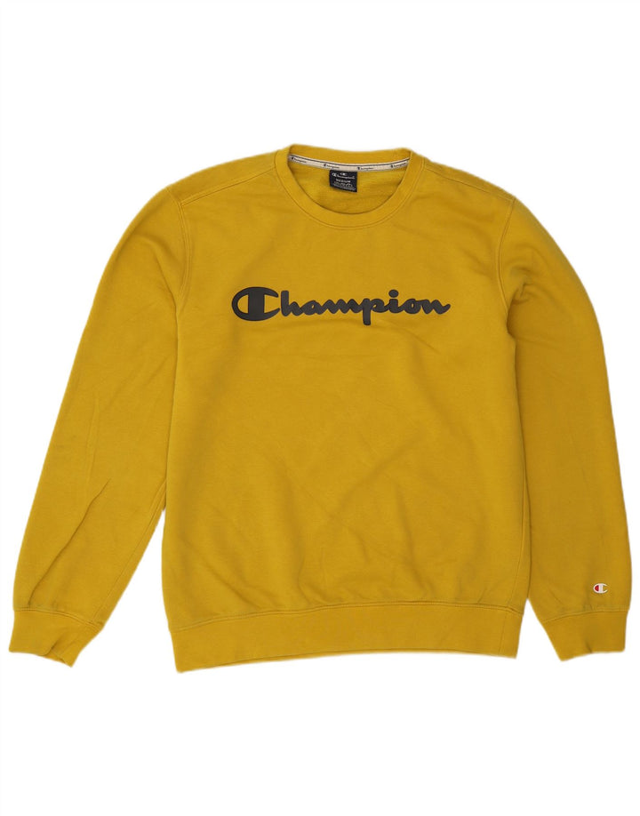 Champion Herre Grafisk Sweatshirt Jumper Medium Gul Bomuld