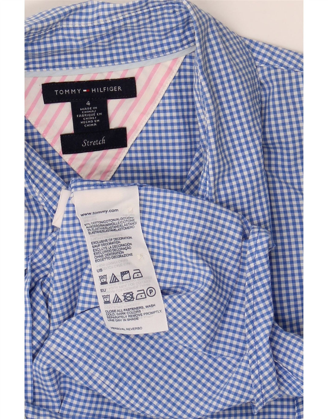Tommy Hilfiger Dameskjorte US 4 Small Blue Gingham Cotton