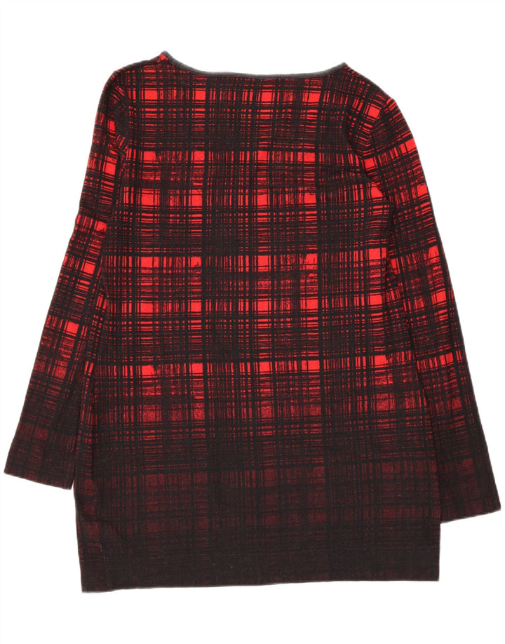 MARKS & SPENCER Womens Boat Neck Jumper Sweater UK 12 Medium Red Check