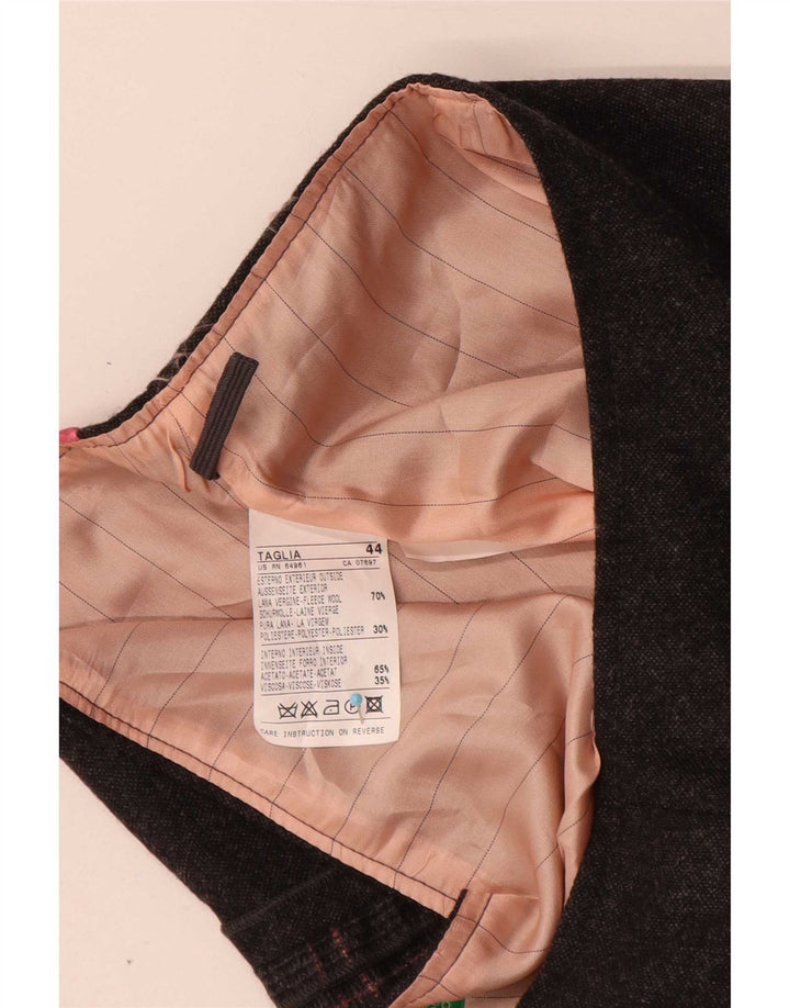 Benetton Dame Mini Nederdel IT 44 Medium W30 Grå Ternet Virgin Wool