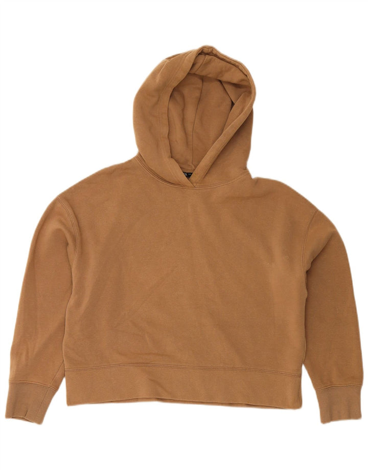 Zara Womens Crop Oversized Hoodie Jumper UK 10 Small Brown