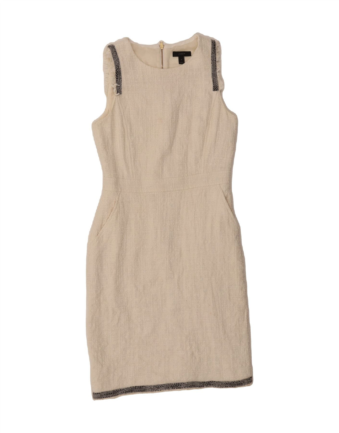 J. CREW Womens Sleeveless Sheath Dress US 4 Small Off White Cotton Vintage J. Crew and Second-Hand J. Crew from Messina Hembry 