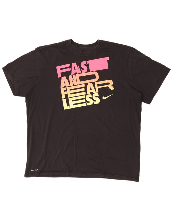 Nike Herre Dri Fit grafisk T-shirt top 2XL sort bomuld