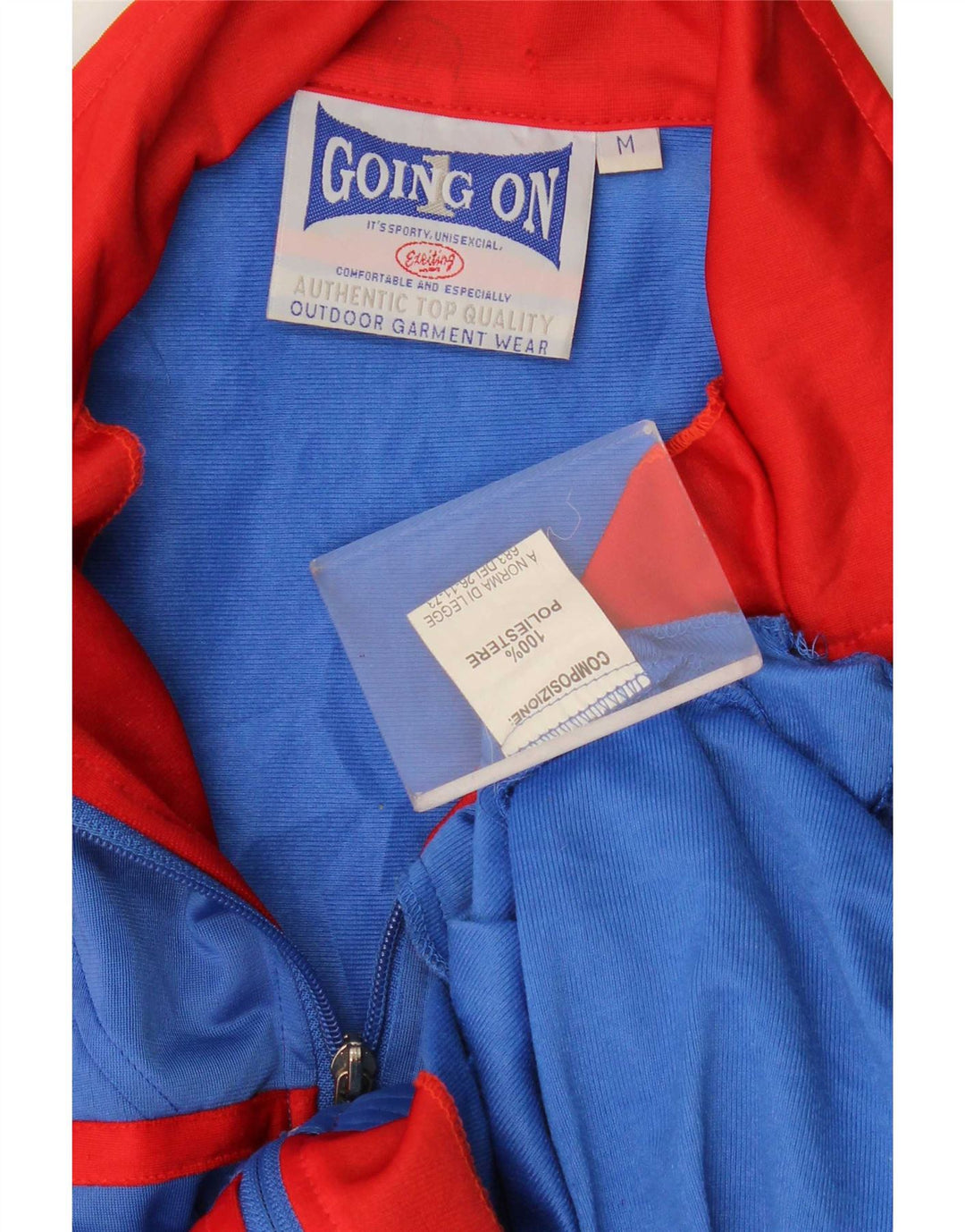 Vintage Herre grafisk træningsdragt Topjakke Medium Blue Colourblock Polyester