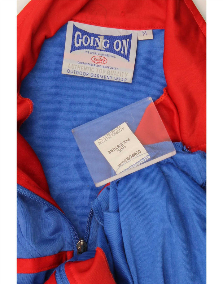 Vintage Herre grafisk træningsdragt Topjakke Medium Blue Colourblock Polyester