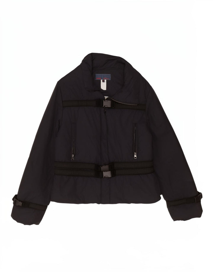 Les Copains Dame Grafisk Windbreaker Jacket IT 44 Medium Sort