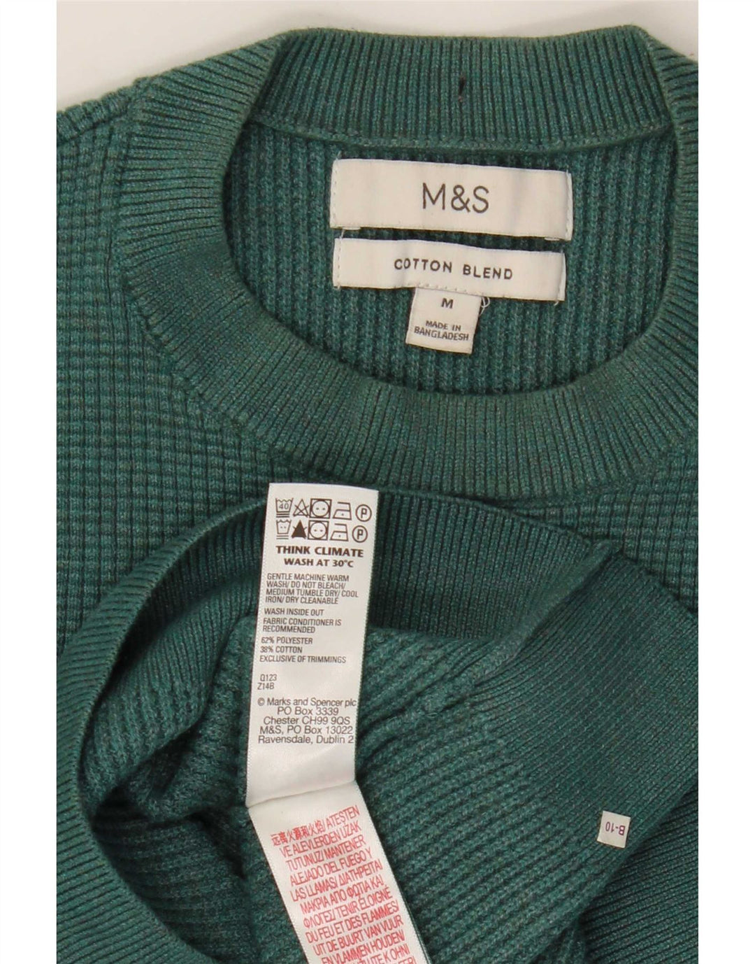 Marks & Spencer Herre sweater med rund hals, mellemgrøn polyester