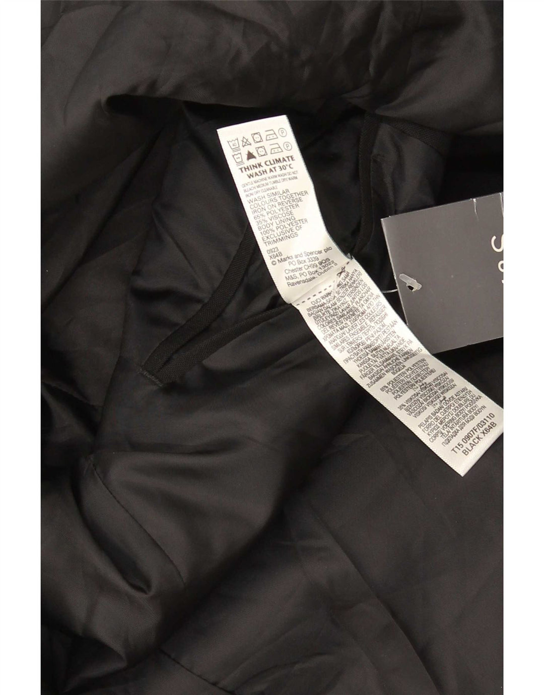 Marks & Spencer Herre 2-knaps blazerjakke Størrelse 44 XL Sort Polyester