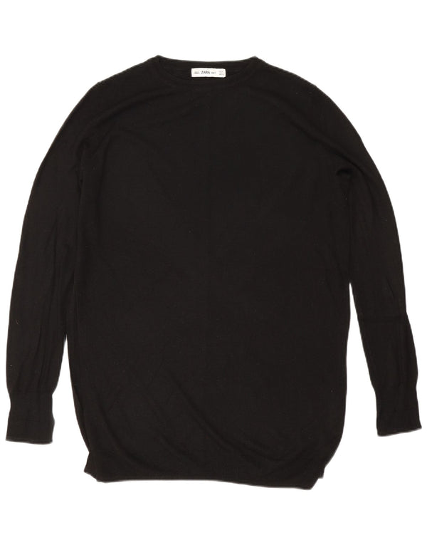 Zara Dame Oversized Boat Neck Jumper Sweater UK 10 Small Black