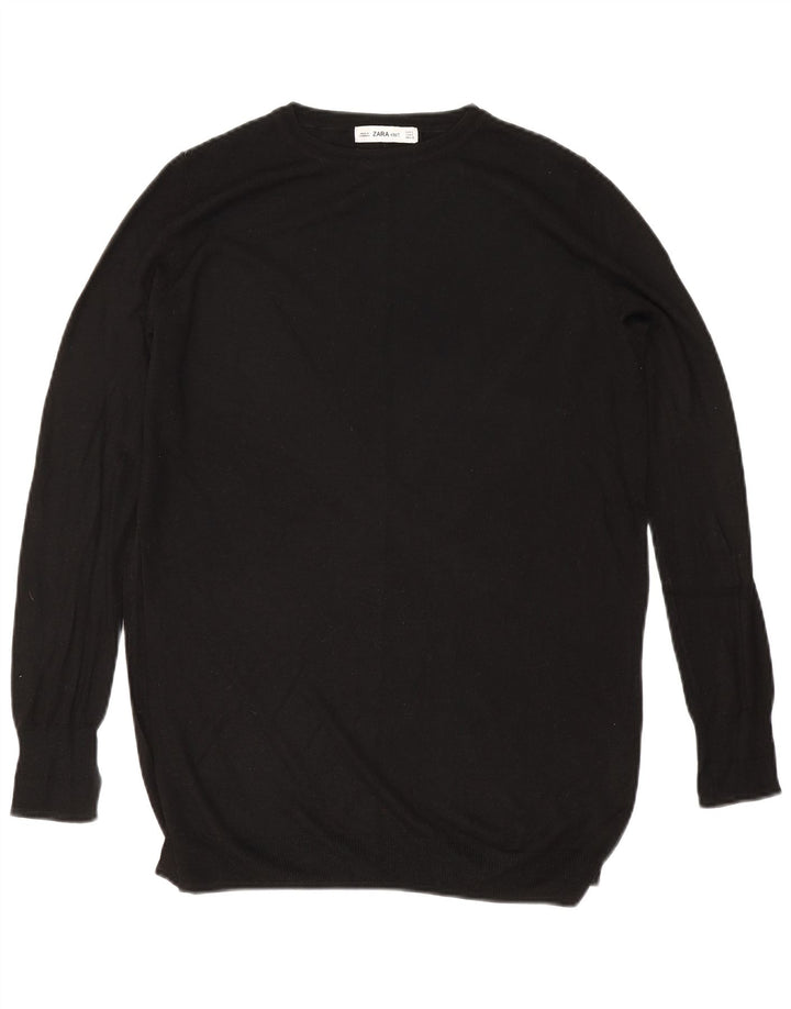 Zara Dame Oversized Boat Neck Jumper Sweater UK 10 Small Black