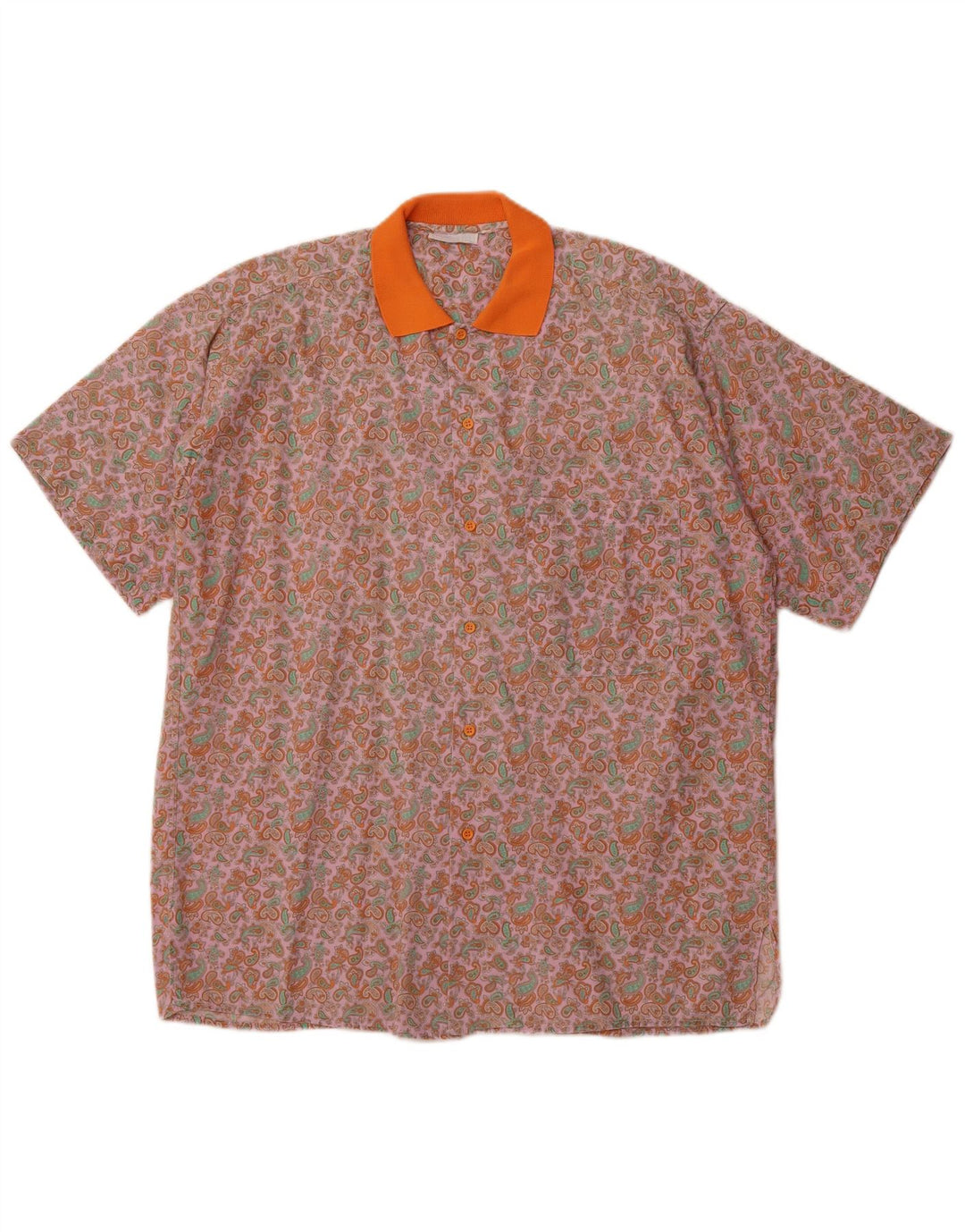 PULLOVERIA Kortærmet Herreskjorte Medium Pink Paisley Retro