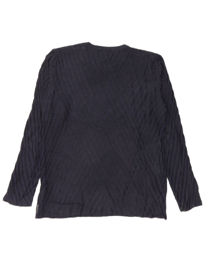 Armani Jeans Dame Top Langærmet UK 16 Large Navy Blue Viscose