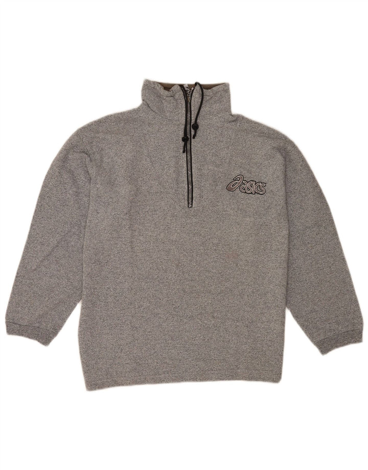Asics Herre grafisk lynlås-hals sweatshirt lille grå flækket bomuld