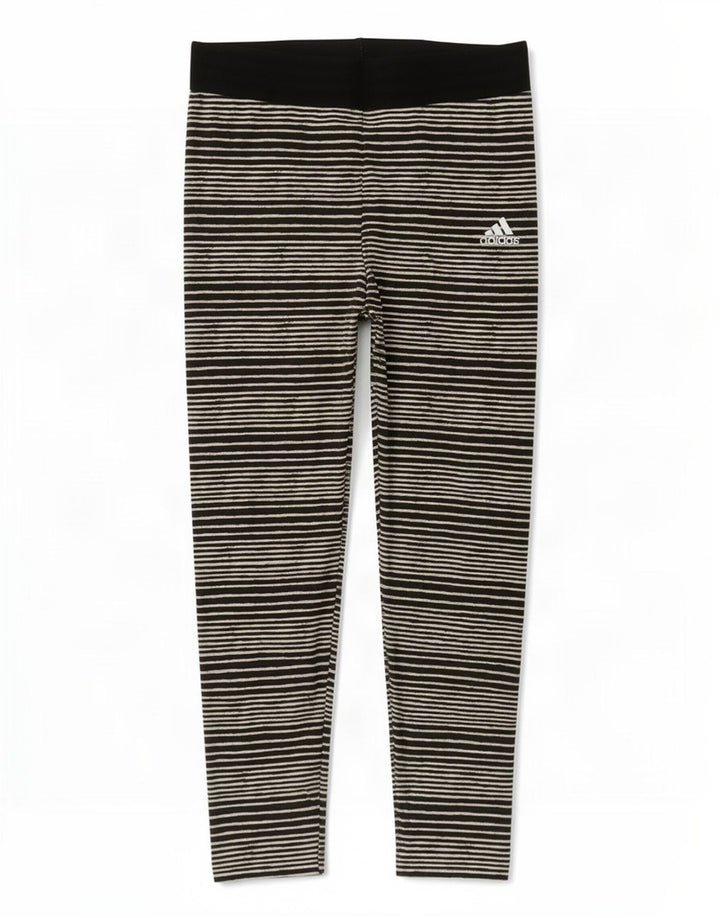 Adidas Womens Crop Leggings UK 12 Medium Sort Stribet