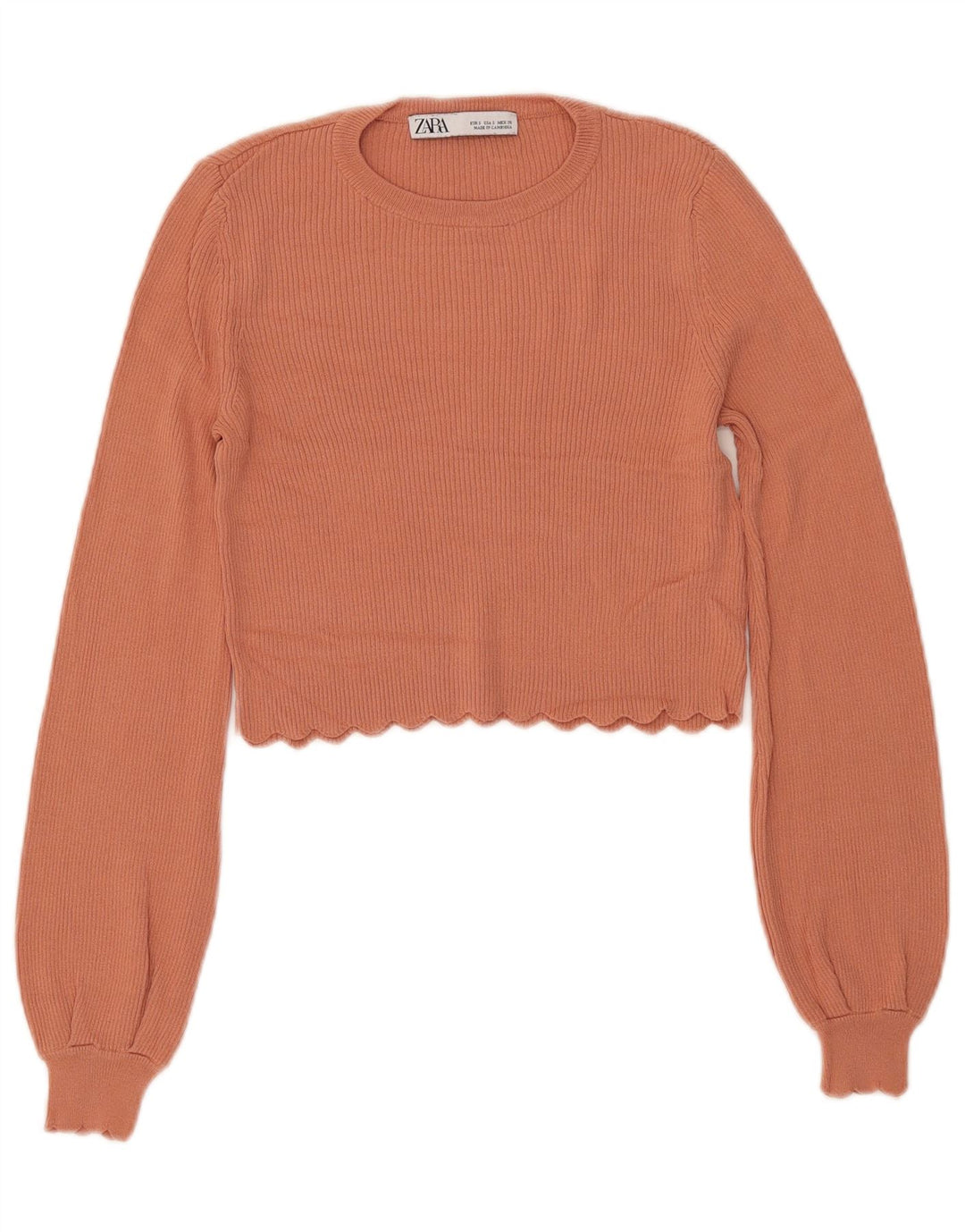 Zara Dame Jumper Sweater UK 8 Small Orange Viscose