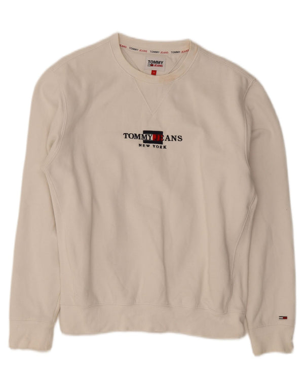 Tommy Hilfiger Herre Grafisk Sweatshirt Jumper Lille Hvid Bomuld