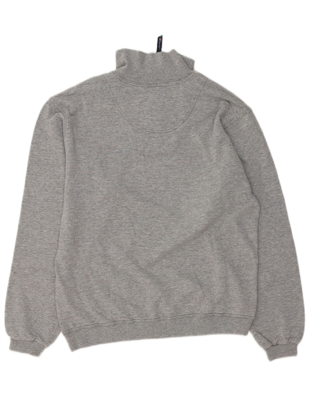 Champion Herre Zip Neck Sweatshirt Jumper Small Grå Flecked Bomuld
