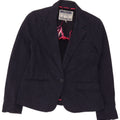 Joules Dame 1 Knap Blazer Jacket UK 14 Large Navy Blue Herringbone