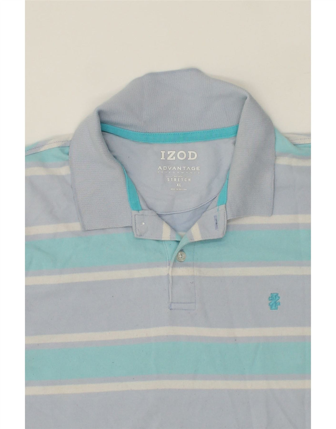 IZOD Mens Polo Shirt XL Blue Striped Cotton Vintage Izod and Second-Hand Izod from Messina Hembry 