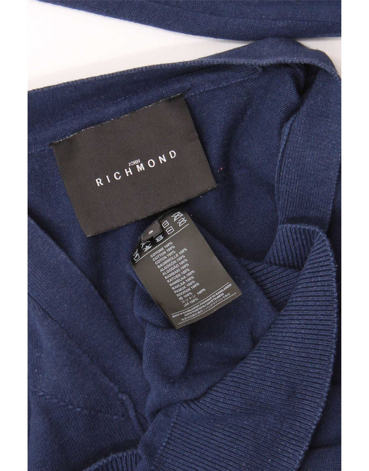 Richmond herre cardigan sweater lille marineblå bomuld