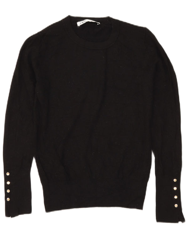 Zara Dame Boat Neck Jumper Sweater UK 10 Small Black