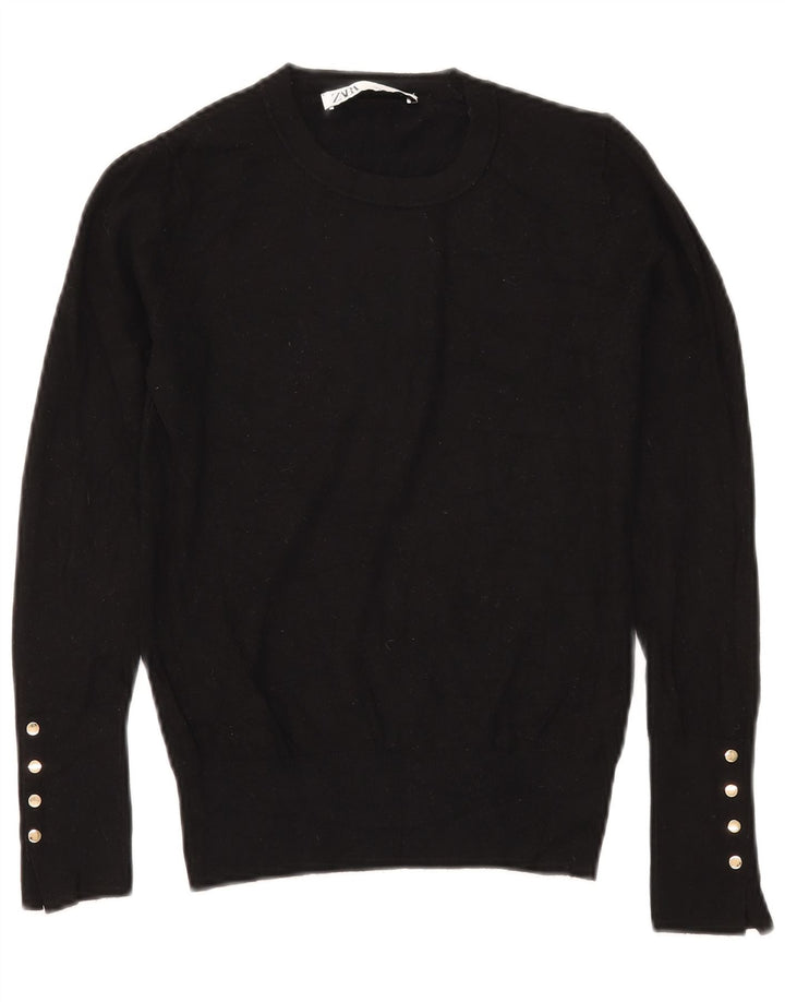 Zara Dame Boat Neck Jumper Sweater UK 10 Small Black