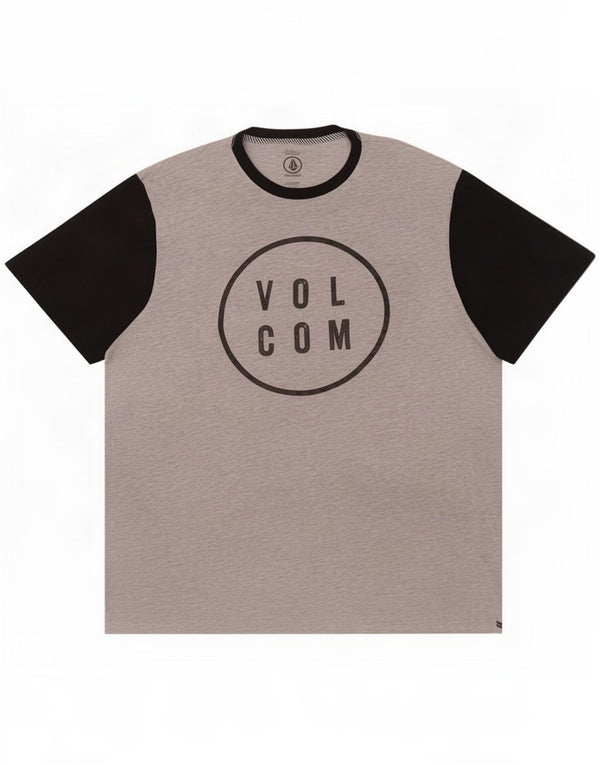 Volcom Herre Modern Fit Grafisk T-Shirt Top 2XL Grå Colourblock Cotton