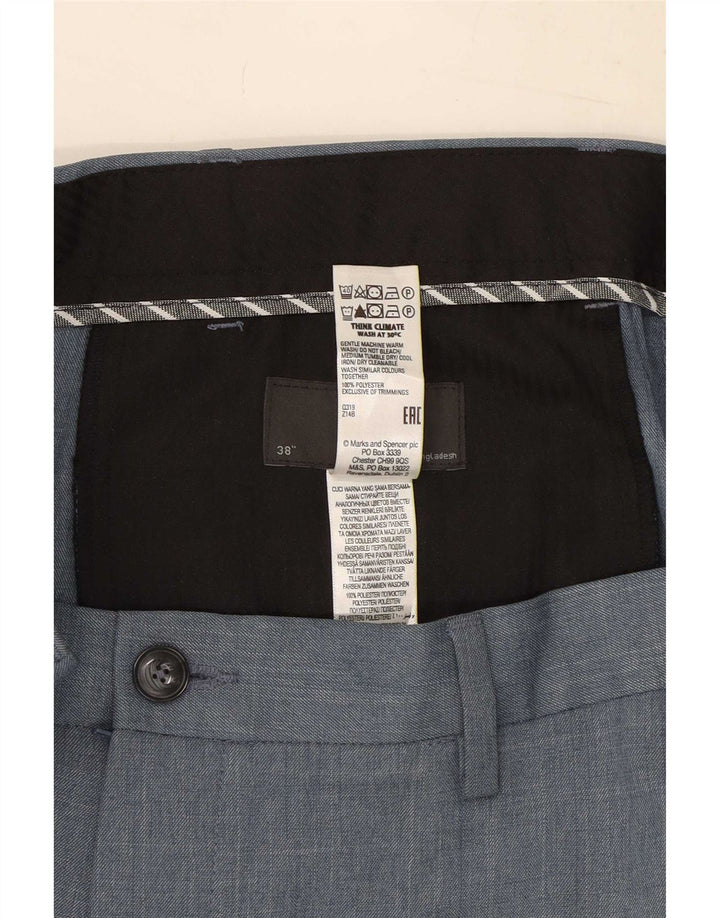 Marks & Spencer Herre Regular Chino Bukser W38 L33 Blå Polyester