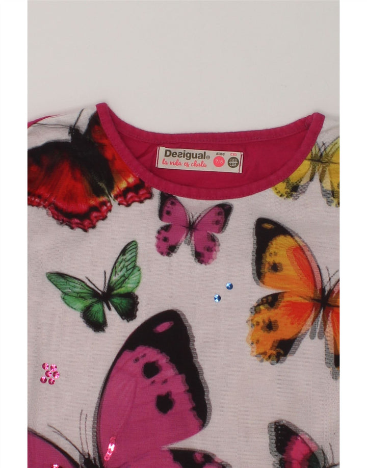 DESIGUAL Girls Graphic Top Long Sleeve 7-8 Years Pink Cotton | Vintage Desigual | Thrift | Second-Hand Desigual | Used Clothing | Messina Hembry 