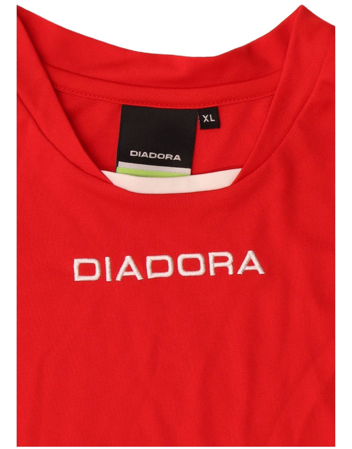 Diadora Herre Grafisk T-Shirt Top XL Rød Colourblock Polyester