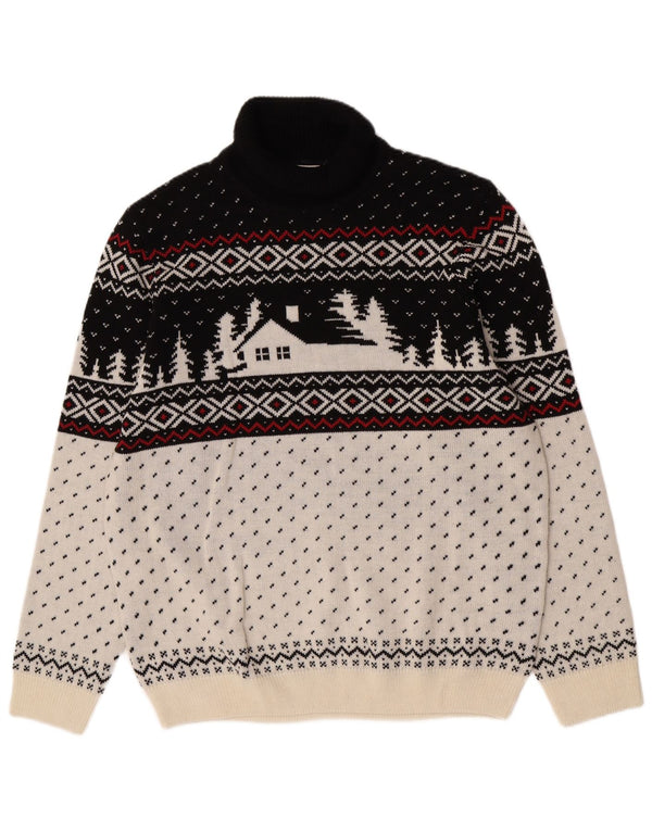 C&A Herre rullehalstrøje XL White Fair Isle Akryl