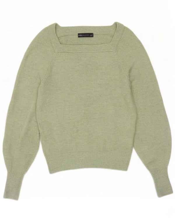 Marks & Spencer Dame Boat Neck Jumper Sweater UK 6 XS Grøn Polyester