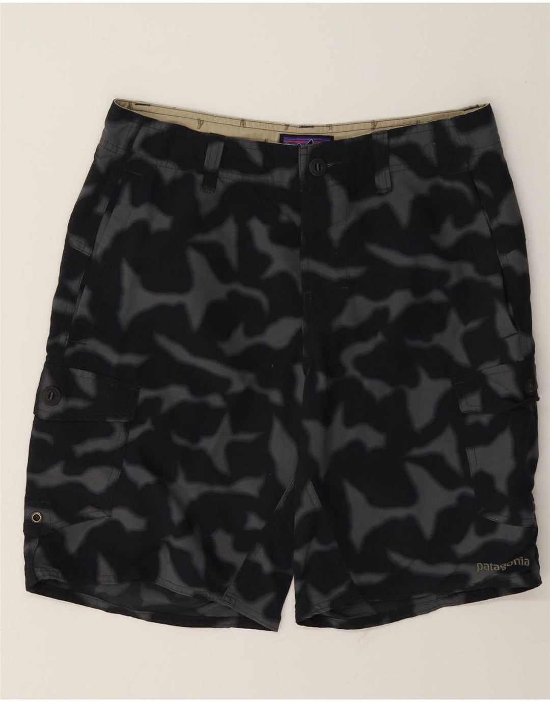 Patagonia Herre Cargo Shorts W30 Medium Sort Camouflage Nylon