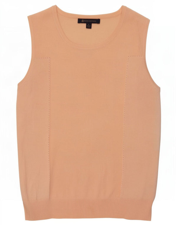 Brooks Brothers Dame Vest Tank Top UK 14 Large Pink Bomuld