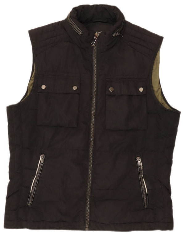 Zara Womens Hooded Utility Gilet UK 16 Large Black Polyester