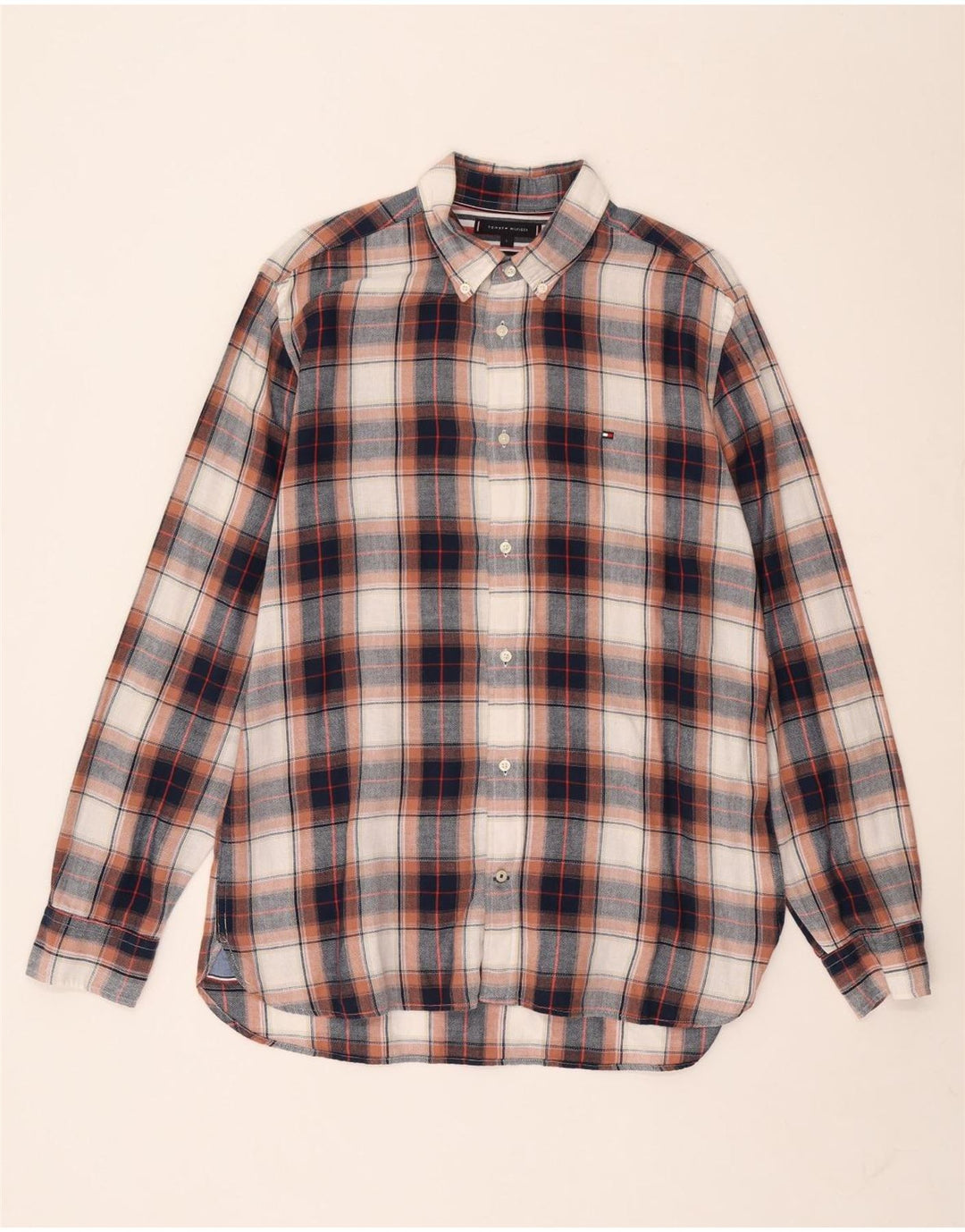 Tommy Hilfiger Herre flannelskjorte Stor flerfarvet ternet bomuld