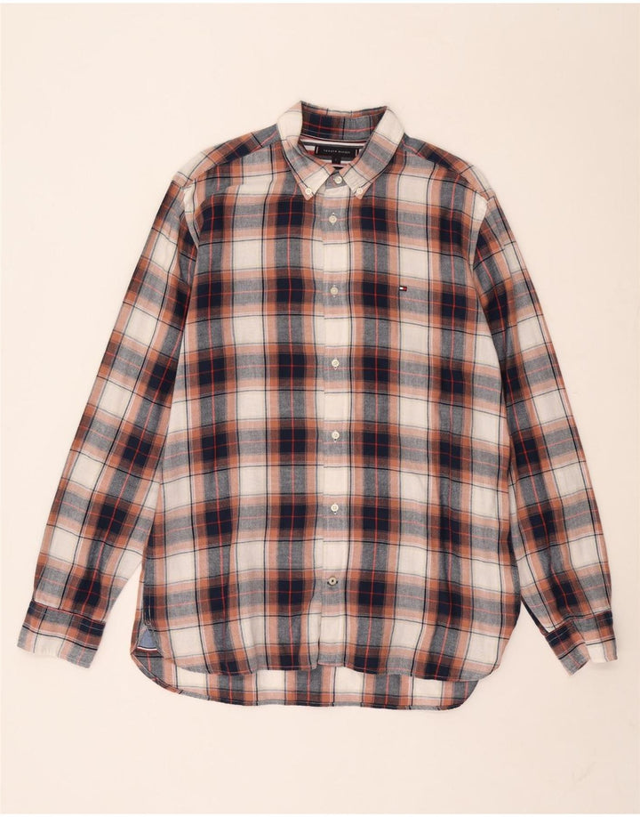 Tommy Hilfiger Herre flannelskjorte Stor flerfarvet ternet bomuld