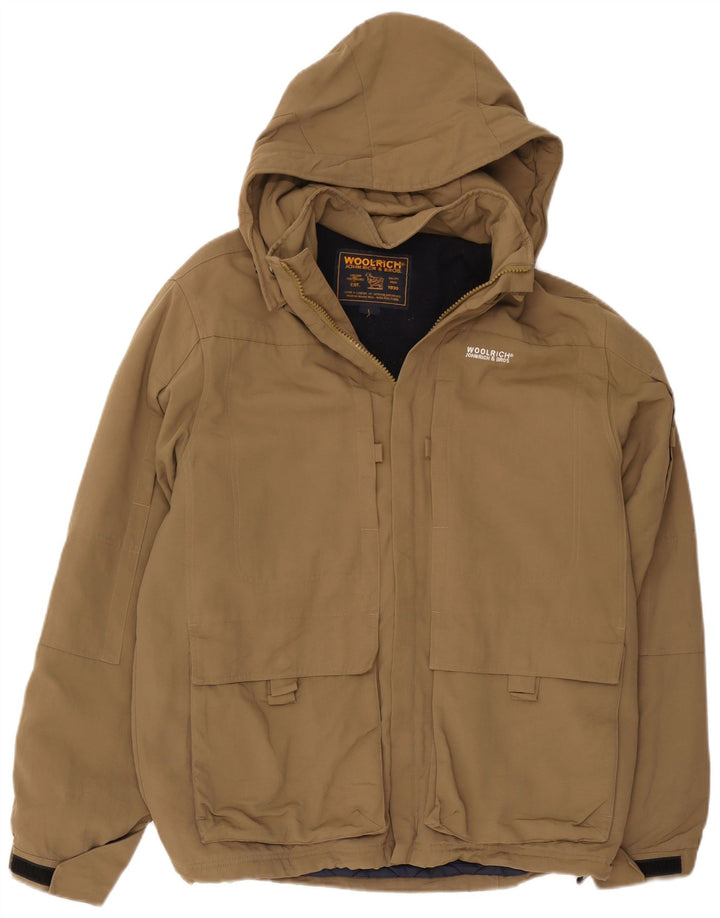 Woolrich Herre Hooded Windbreaker Jacket UK 40 Stor Khaki Nylon