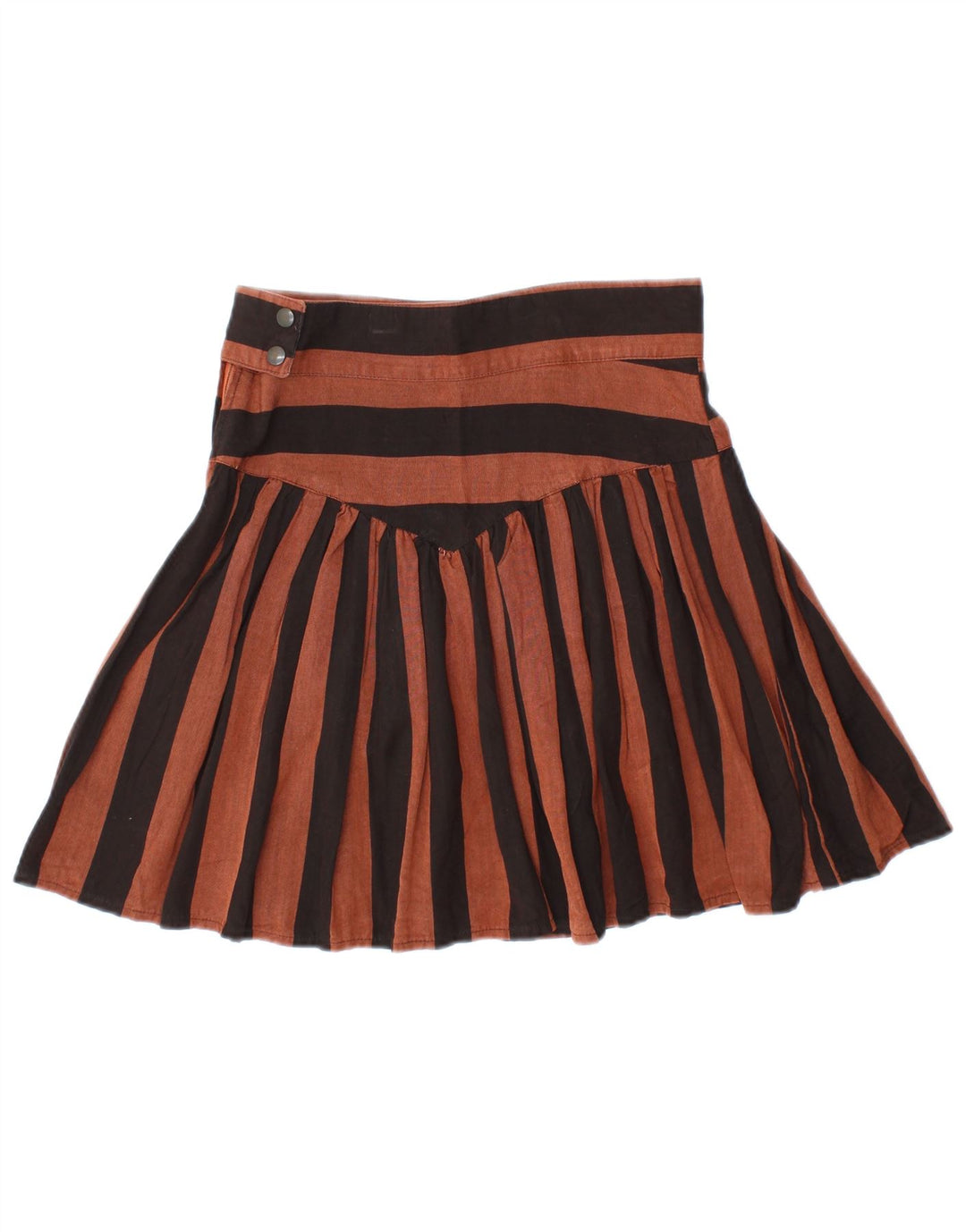 VINTAGE Mini plisseret nederdel til kvinder IT 44 Medium W28 Brun stribet viskose