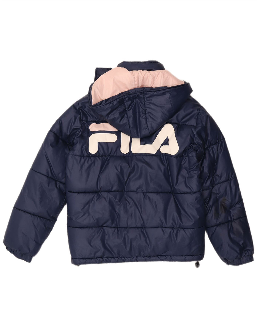 Fila Dame Oversized grafisk polstret jakke UK 6 XS Navy Blue Polyester