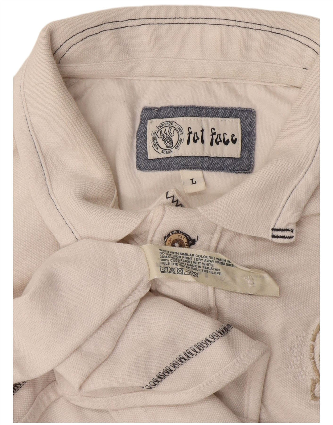 Fat Face Herre grafisk poloshirt Stor hvid bomuld