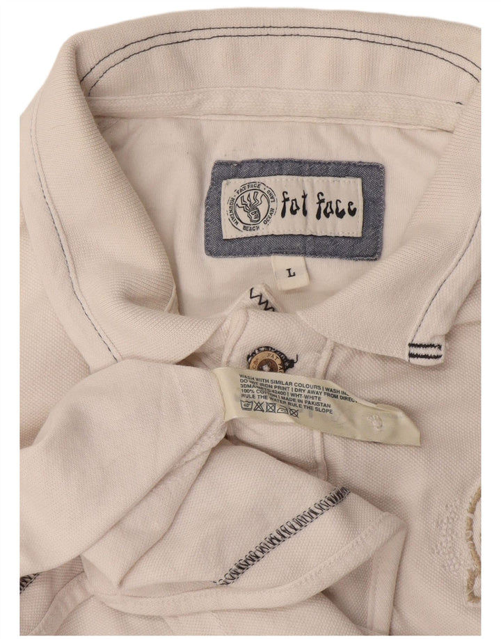 Fat Face Herre grafisk poloshirt Stor hvid bomuld