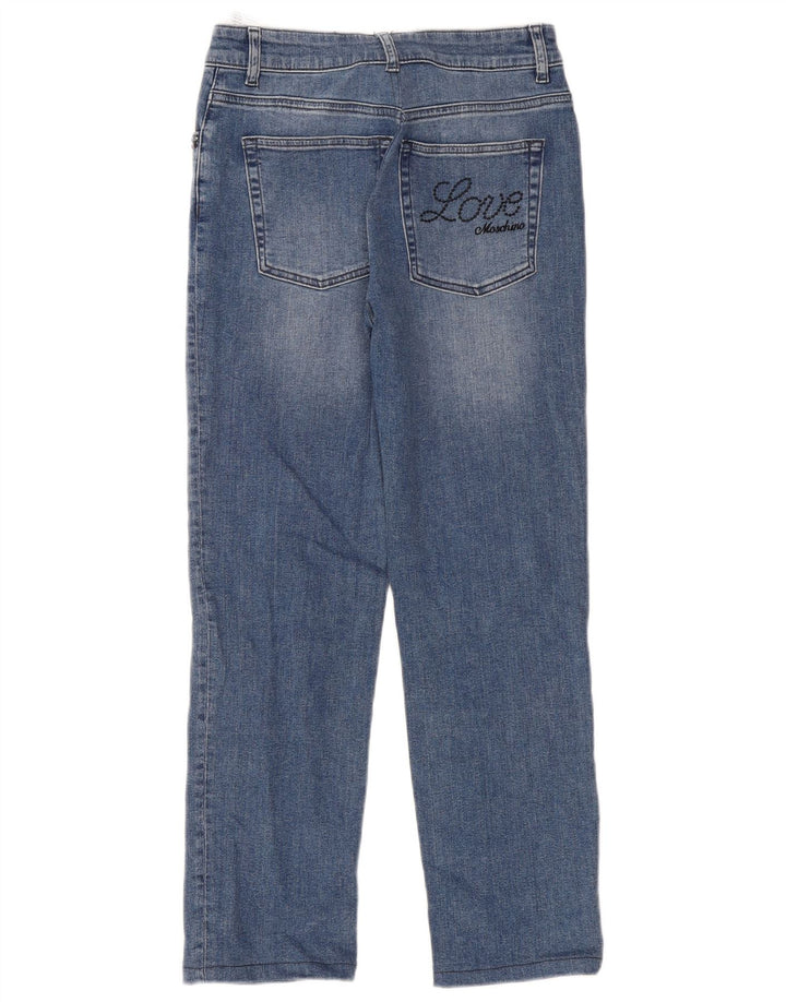 Moschino Dame Grafiske Straight Jeans W28 L27 Blå Bomuld