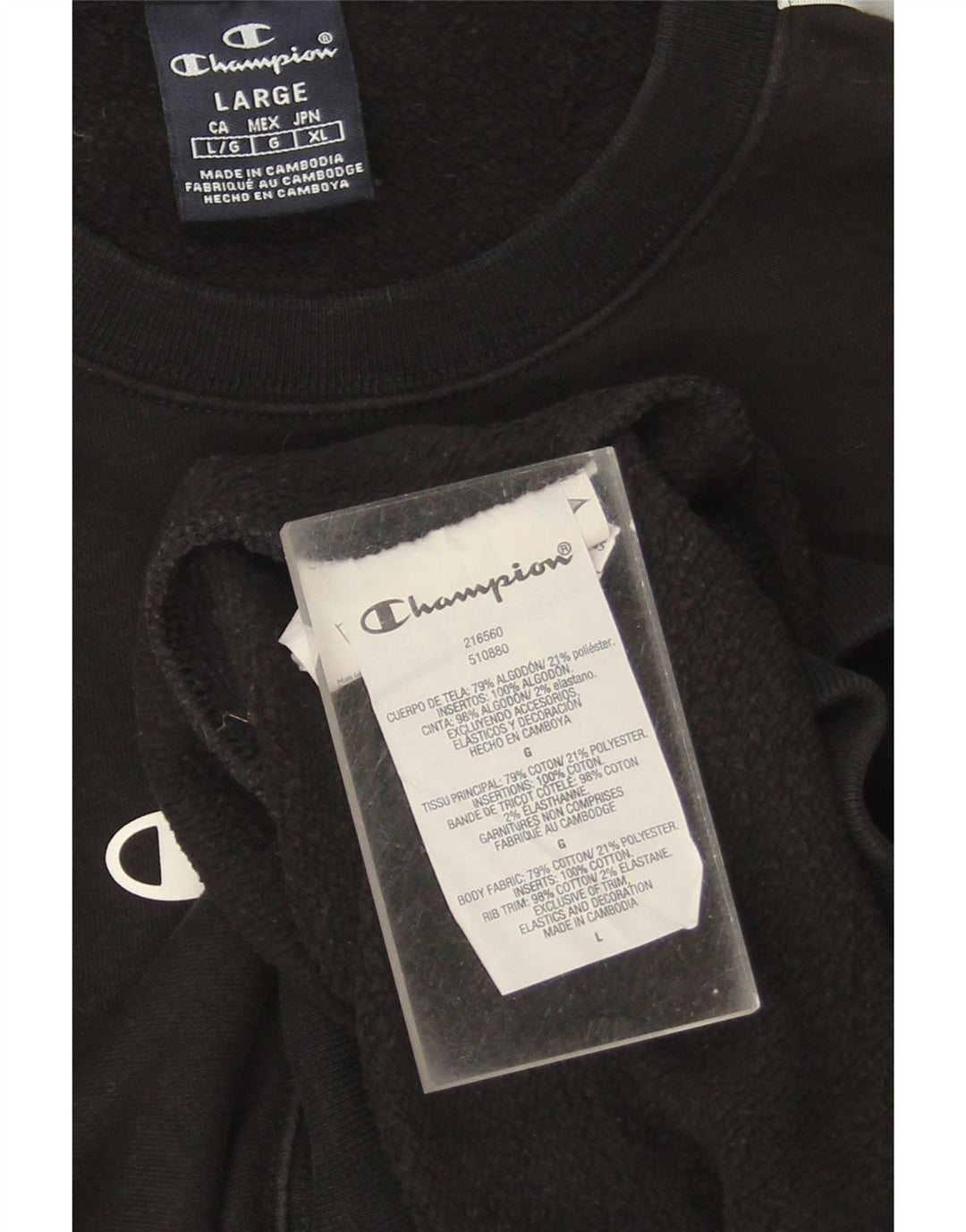 CHAMPION Grafisk sweatshirt til mænd, stor sort bomuld