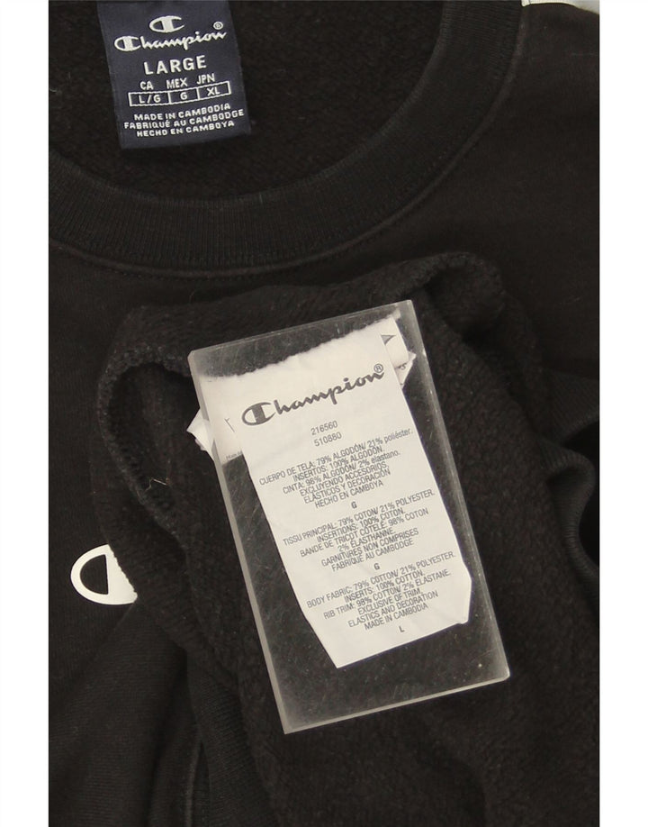 CHAMPION Grafisk sweatshirt til mænd, stor sort bomuld