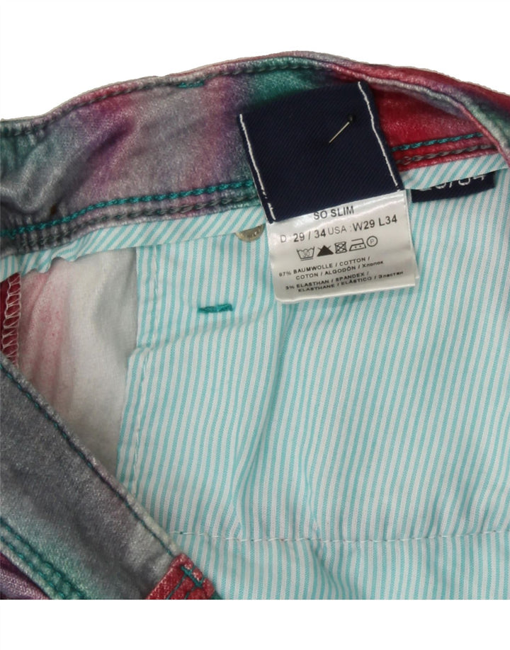 BOGNER Womens Slim Fit Casual Trousers W29 L34 Multicoloured Tie Dye Vintage Bogner and Second-Hand Bogner from Messina Hembry 
