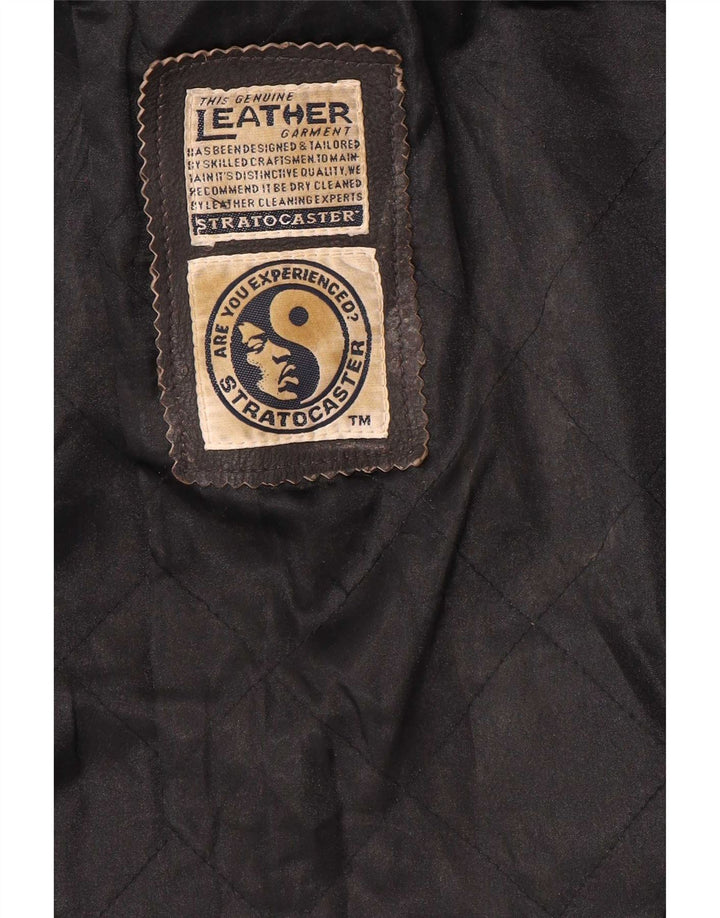 Vintage Dame Dobbeltradet Læderjakke UK 20 2XL Brun
