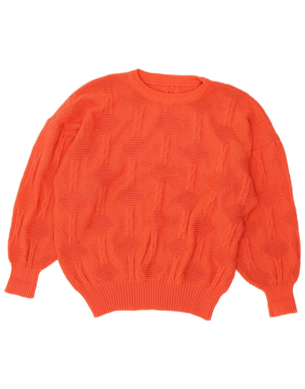 VINTAGE Dame sweater med rund hals DK 18 XL Orange Akryl