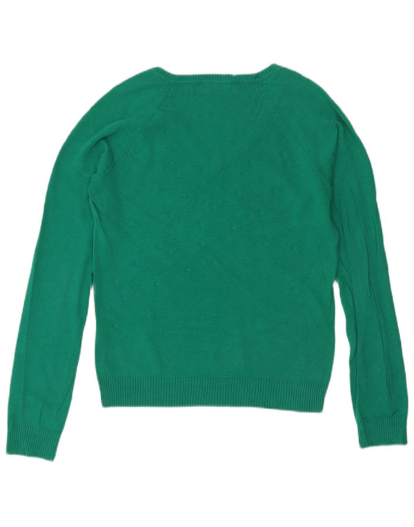 Zara Dame V-hals sweater UK 14 Stor grøn bomuld