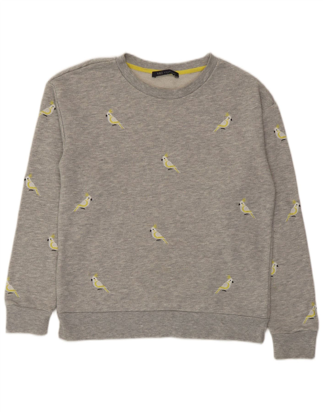 Marks & Spencer Dame Grafisk Sweatshirt Jumper UK 10 Lille Grå Polyester